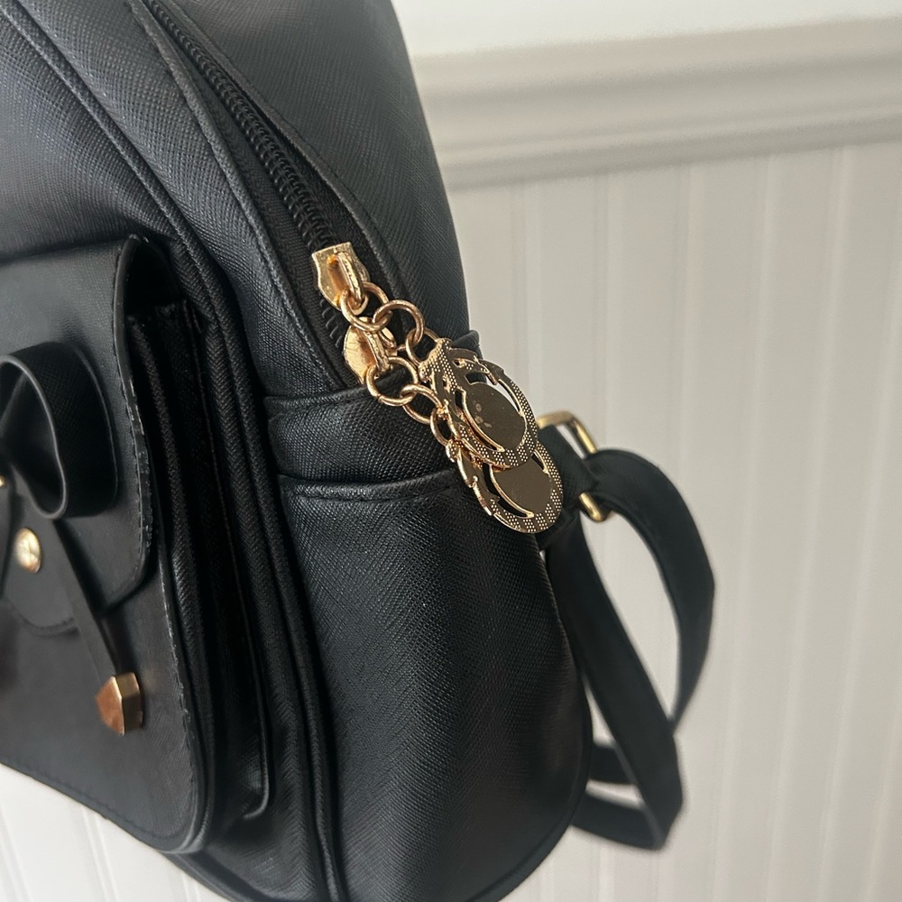 Black Mini Backpack with Bow Accent - Picture 4 of 9